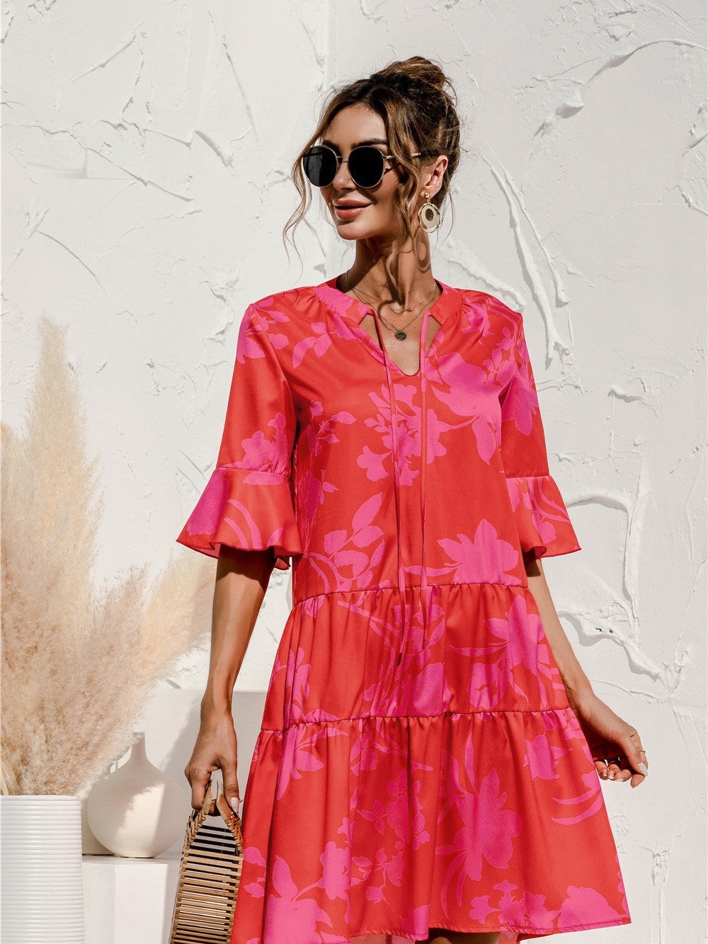 Petal & Pup Pink Floral Tiered Summer Dress